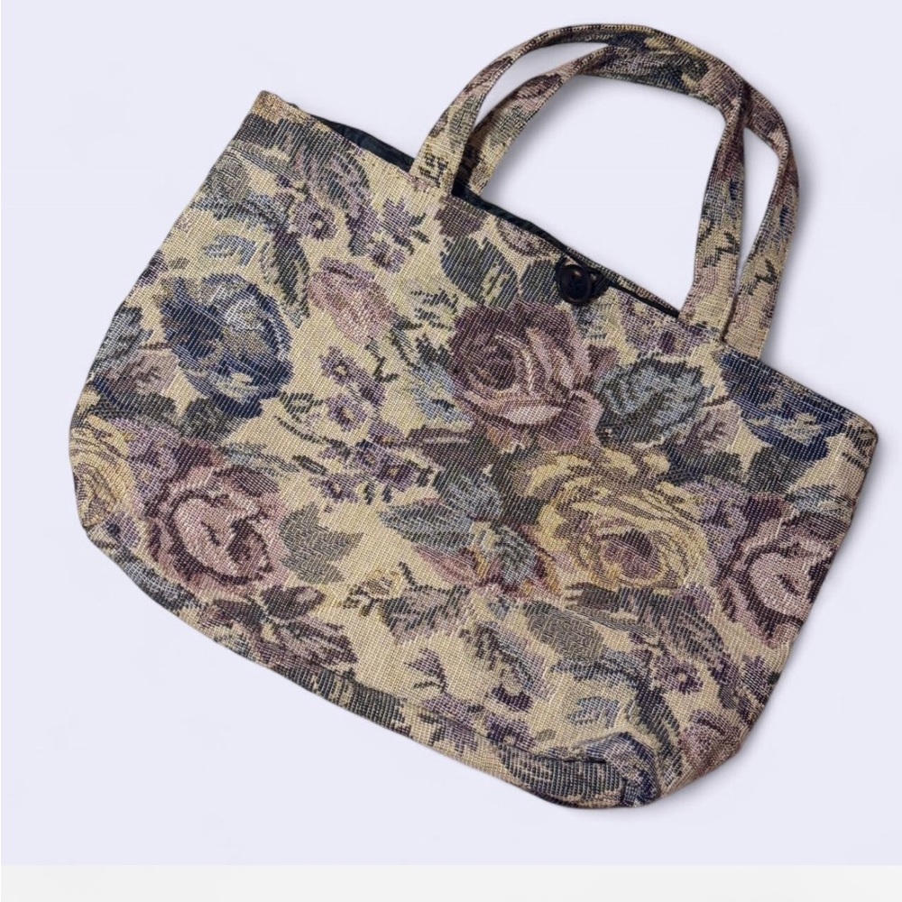 Cottagecore Floral Tapestry Tote Bag | Vintage Market Bag